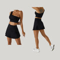 Custom logo Elegant Slanted One-shoulder Bras Backless Outfits Chic High-waist Skirts and Breathable Mini Skirt Pants