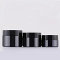 Wholesale Cosmetic Cream Empty Round Containers 20 Grams 30 ml 50 g Glossy Black Glass Jar with Lid