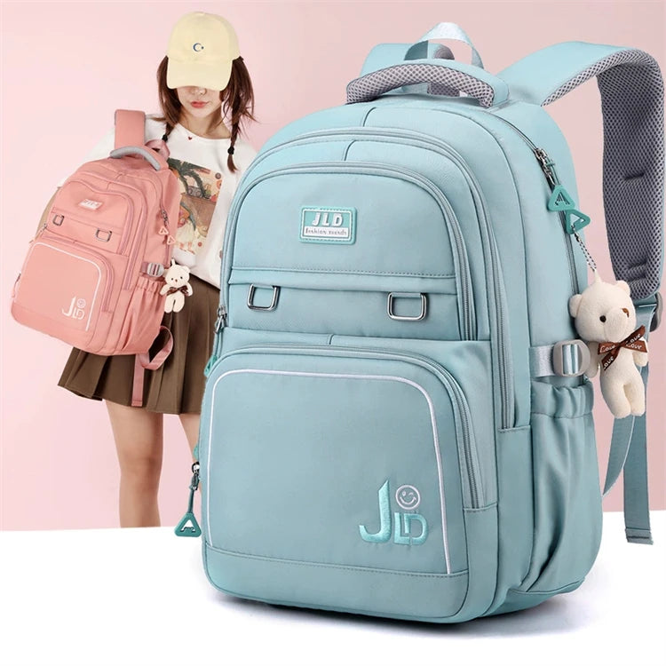 Promotional 2025 Dark Blue Girls Oxford Waterproof 20-36L Middle Student Backpack New Quilted Leisureunbranded Fashion Zipper