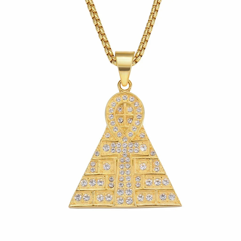Men's Fashion Pendants & Charms 18K Gold Plated Crystal Waterproof Stainless Steel Cross Pendant