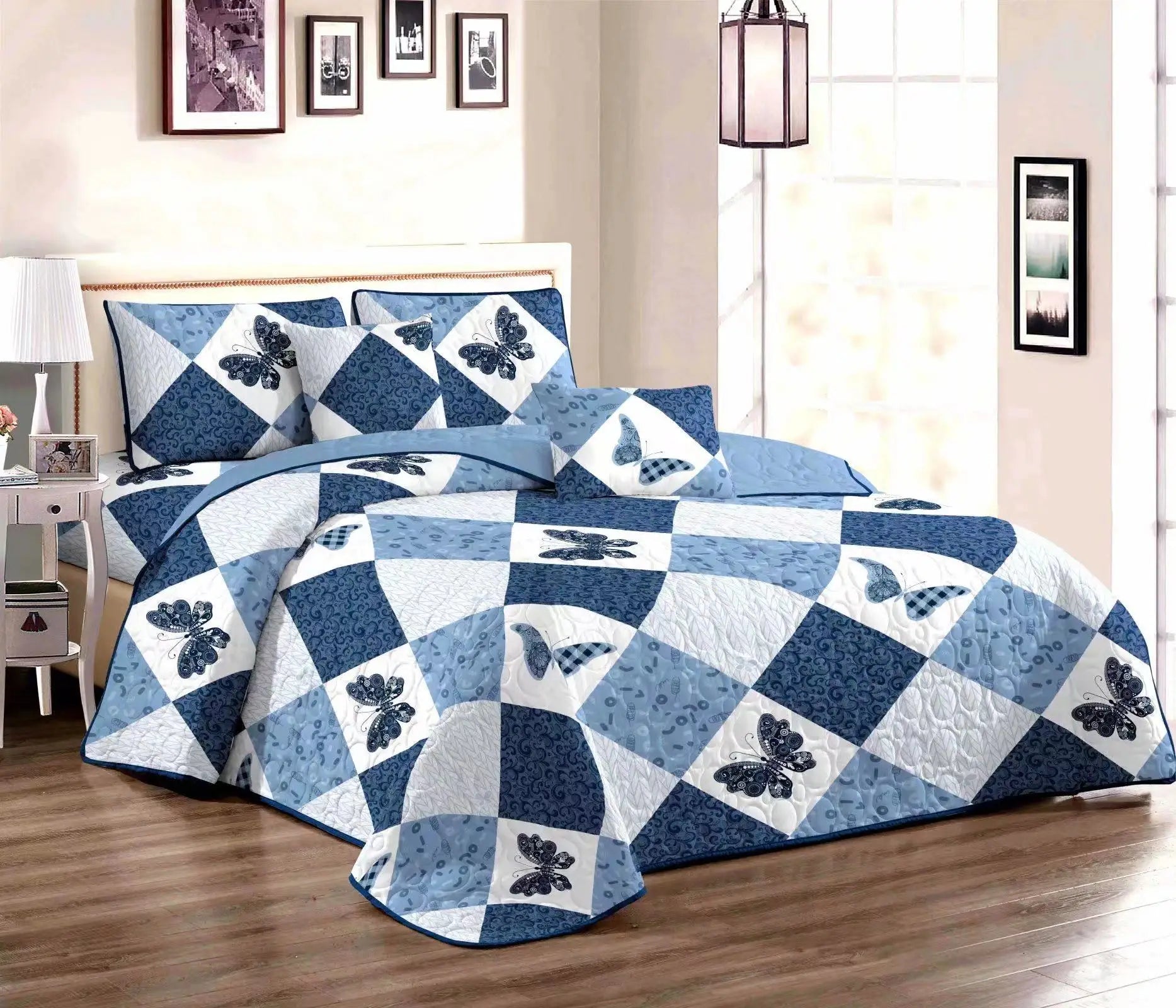 Wholesale Microfiber Floral Home Cracker Barrel Gift Shop Bedspread Quilted King Queen Size Set 3 Piece