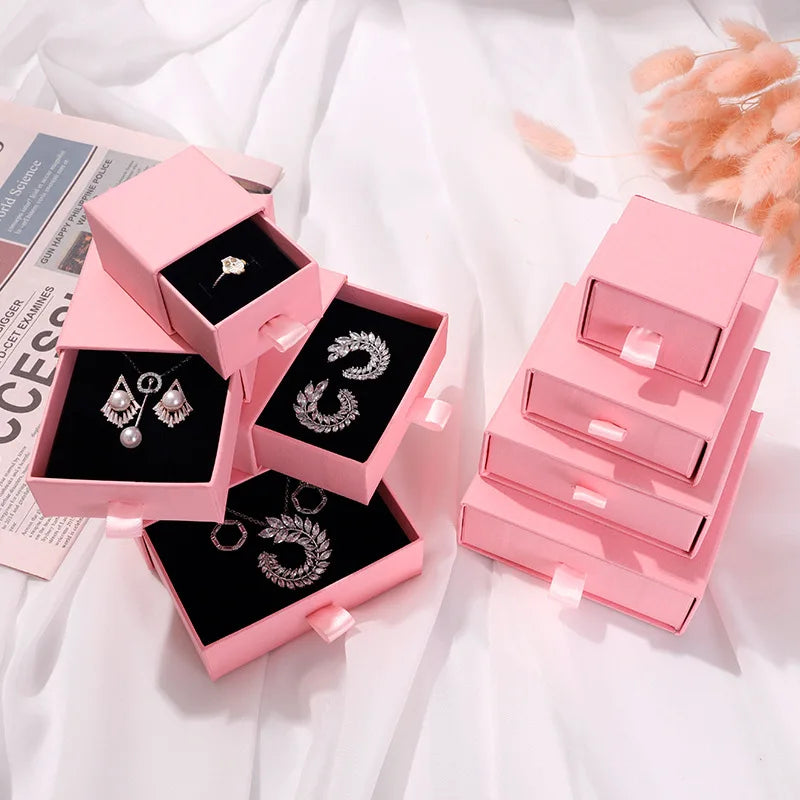 Custom Logo/Size/Color Cardboard Jewelry Gift Box Set Necklace Package Slide Drawer Lid Paper Box for Jewelry Packaging