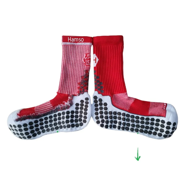 Custom Crew Thick Youth/Children Soccer Socks Spring Season Athlete Style Anti-Slip Grip Matte Finish Bottom Logo Position