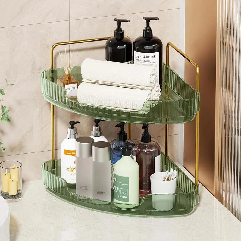 2 Tier Corner Bathroom Organizer Countertop Makeup  Skincare Organizer