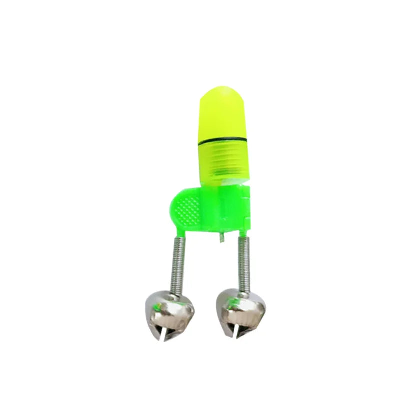 LED Night Fishing Rod Bait Bite Alarm Bell Double Ring Bell Fishing Indicator Rod Tip Clip Fishing Bell Bait