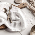 French Custom Classic Handmade Rectangle White Cotton Linen Fabric for Wedding Party Dinner Cocktail Table Napkin Decoration