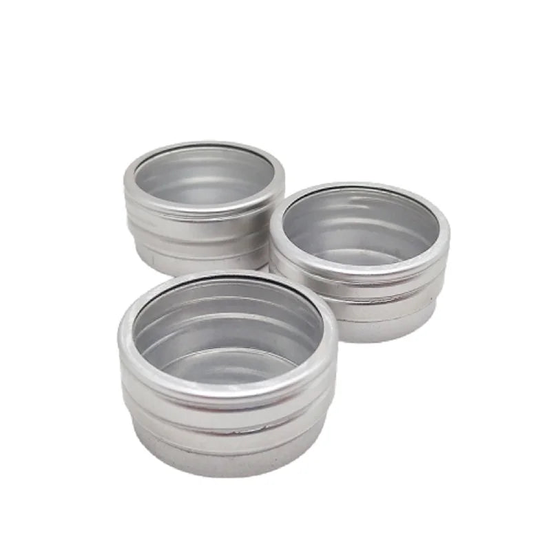 10g 20g Aluminum Candle Jar Clear Window Lid Tin Metal Storage Box Empty Aluminum Jar for Cosmetics Cream Lip Balm Container