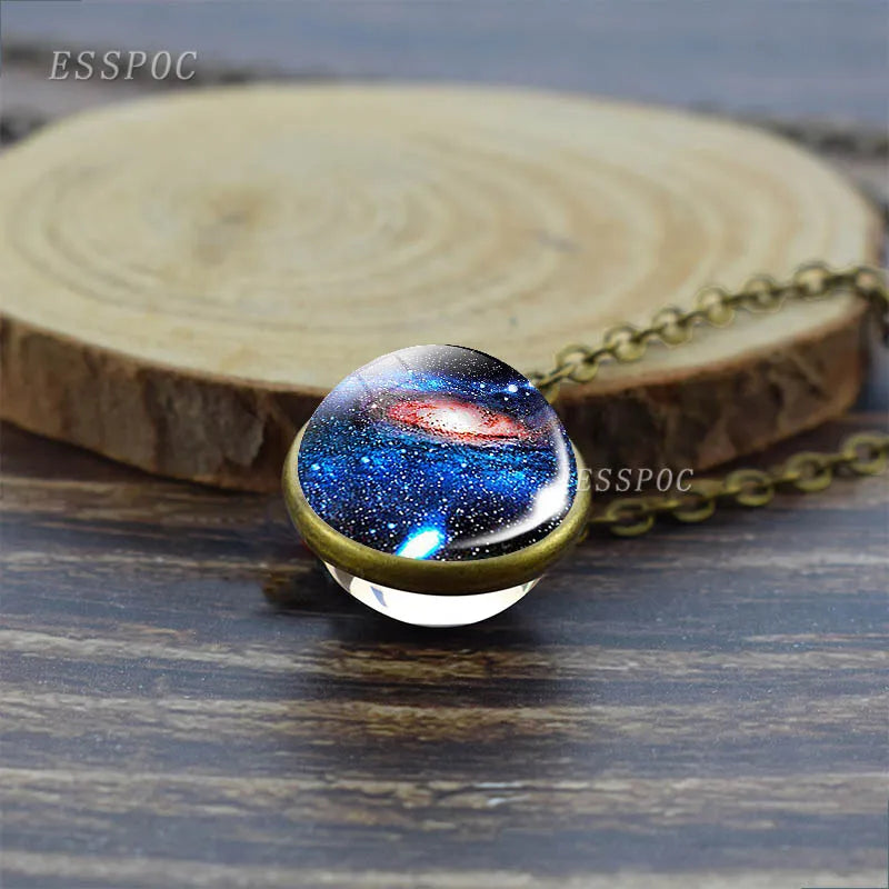 Fantasy Space Collarbone Chain Choker Creative Cosmic Galaxy Glass Ball Pendant Women Men Jewelry Nebula Necklace