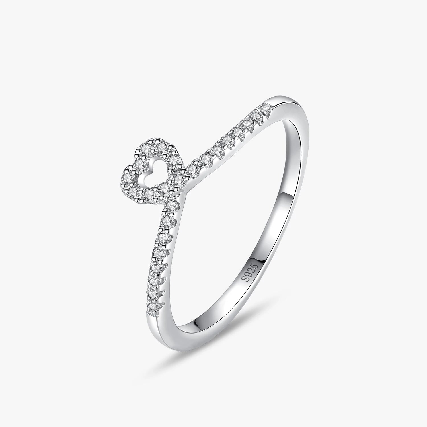 Ailmay Real 925 Sterling Silver Hearts Stackable Finger Rings Simple Fashion for Women Girls Anti-allergy Fine Jewelry Gifts