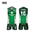 Green Sublimated Sleeveless Volleyball Uniforms Breathable Lightweight for Sand Court Team Competition Wear