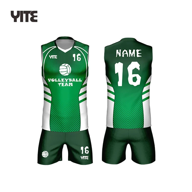 Green Sublimated Sleeveless Volleyball Uniforms Breathable Lightweight for Sand Court Team Competition Wear