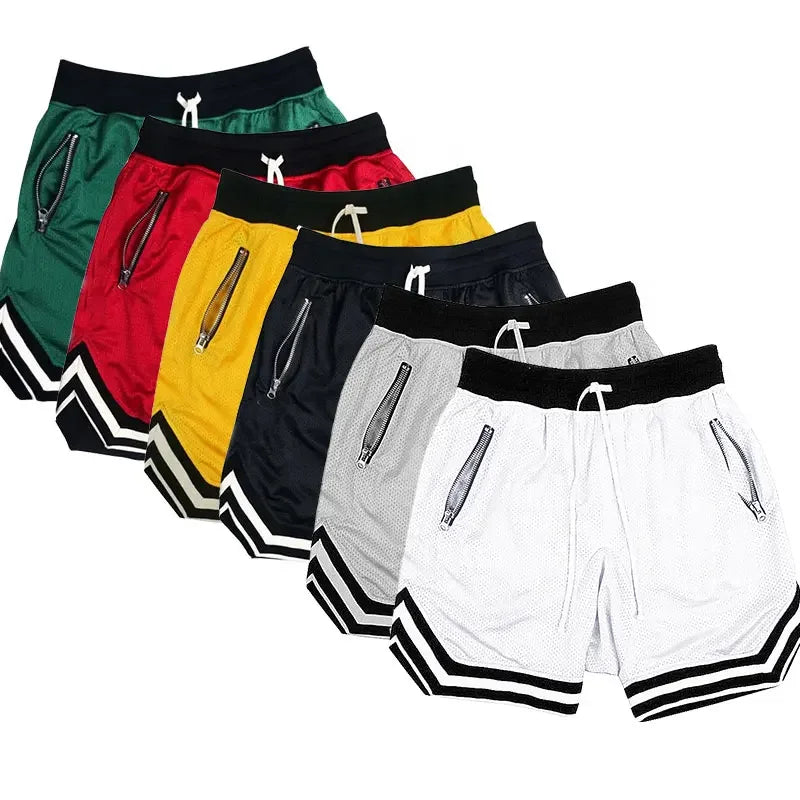 Casual Anti-Pilling Breathable Quick-Drying Five-Pocket Basketball Shorts in Black Red White for Fitness and Sports