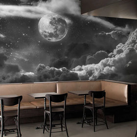 3D Nordic Simple Starry Sky Moon Wallpaper Children's Room Bedroom Bedside Background Wall Cloth Bed Breakfast Hotel Wallpaper