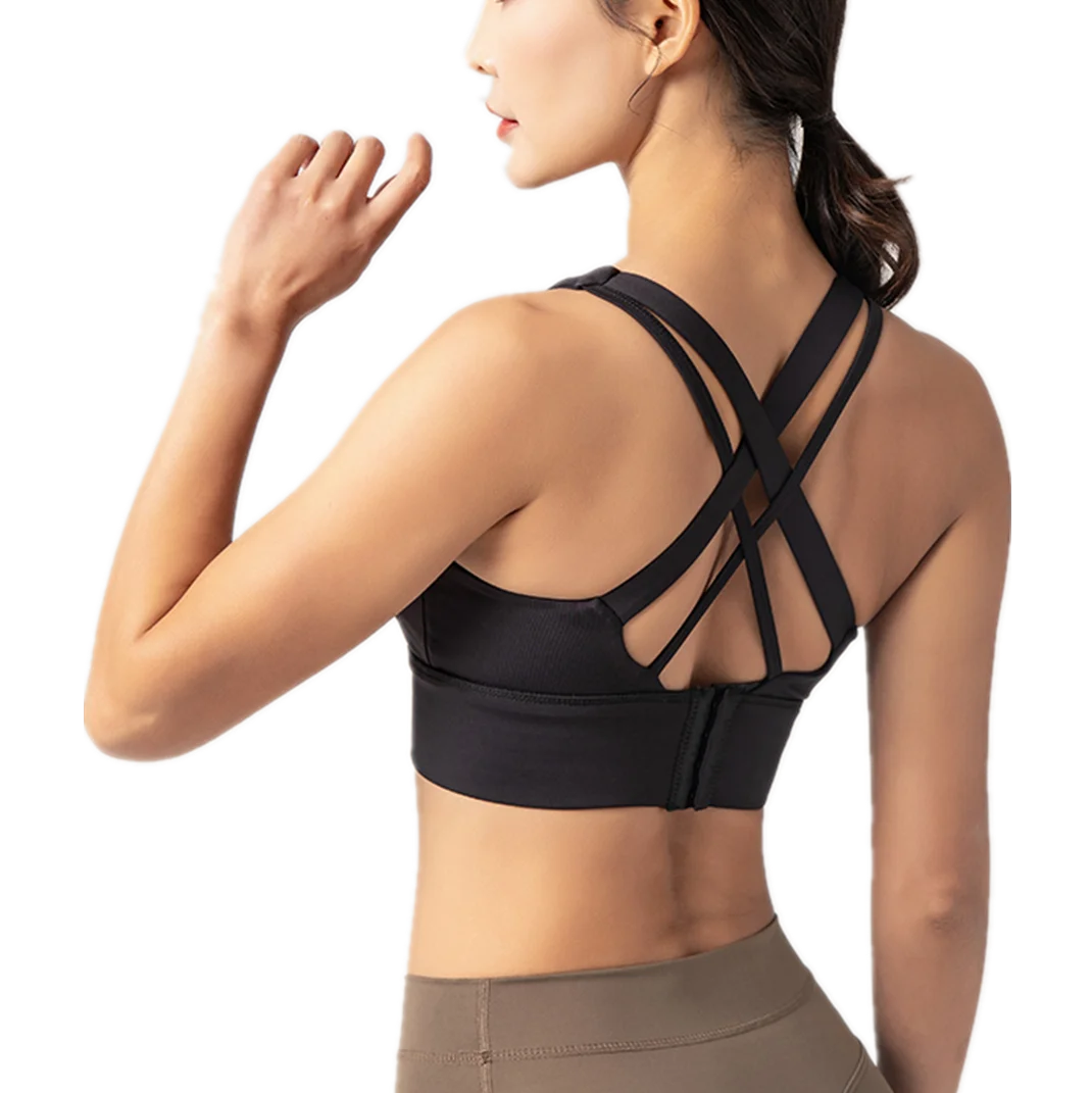 Adjustable Plus Size Breathable Four-Way Stretch Medium Support Sports Bra for Women Fitness Yoga Gym Wear