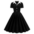 Summer Vintage 1950s Cotton Dress for Women Retro Ladies Short Sleeve Shirt Rockabilly Party Dress
