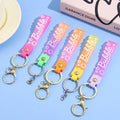 Embossed Custom Logo Cartoon Solid Transparent Keychain Creative Wrist Strap Cute Key Ring Gifts for Women Girls