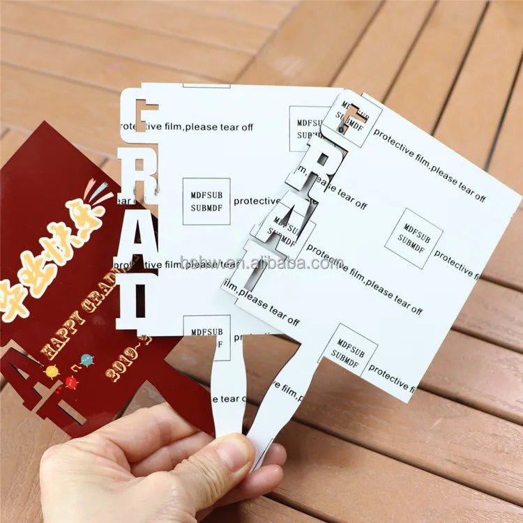 2023 NEW Arrival Single Sided Sublimation Blank MDF 2023 Graduation Fans for Custom Desk Decoration Gifts