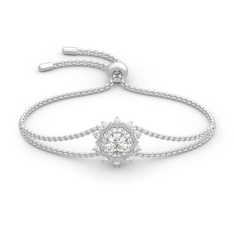 Luxury Jewelry Gift Helios Designer Woman Adjustable Bracelet 18K White Gold Plated Silver 1 Carat Moissanite Diamond Bracelet