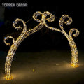 Chinese New Arrival Romantic Artificial Church Festival Wedding Motif Golden Led Lighted Arches for Sale