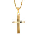 High Polished IP Gold Plating 316L Stainless Steel Cross Pendant Necklace for Christian Jewelry