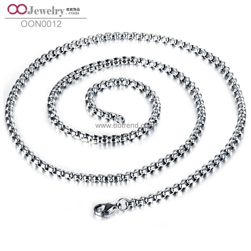 2mm Round Box Chain in Gold black rose Gold Necklace