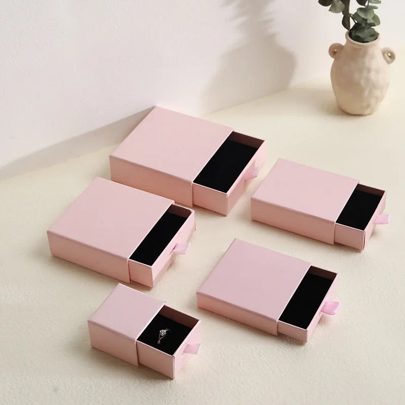 8colors Stock Gift Cardboard Drawer Display Jewelry Box Wedding Birthday Paper Box Rings Pendants Earrings Necklaces Jewelry Box
