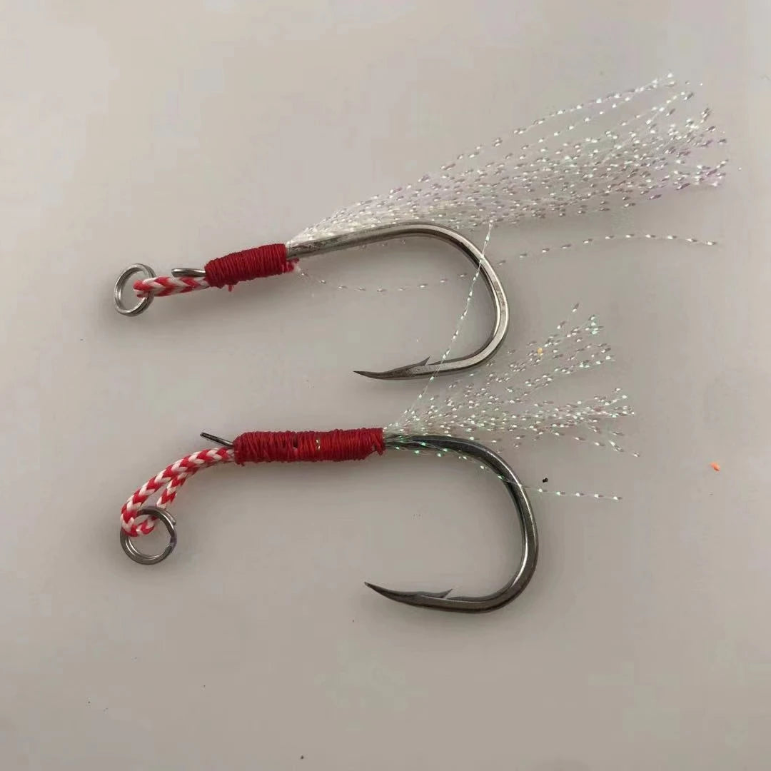 8007 Luminous Saltwater Big Fishing Jig Hooks Japan Circle Slow Jigging Hook Jig Assist Hook