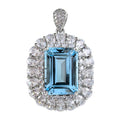 Sparkling Rhodium Plated 925 Silver Jewelry Natural Sky Blue Topaz Pendant for Women Anniversary Gift