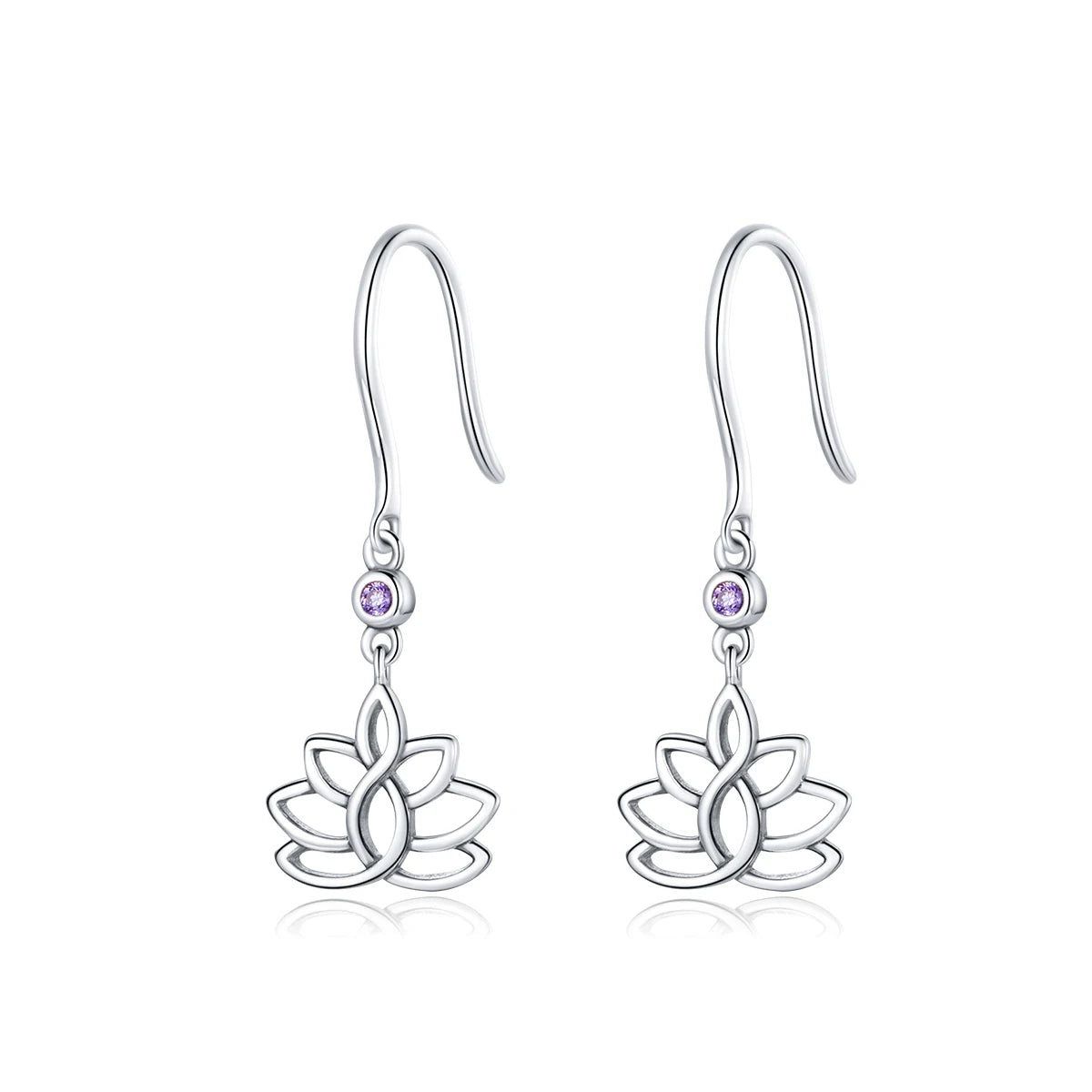 Factory Wholesale Lotus Flower Drop Earrings 925 Sterling Silver Shiny Zircon Fashion Dangle Earrings for Women Jewelry BSE451