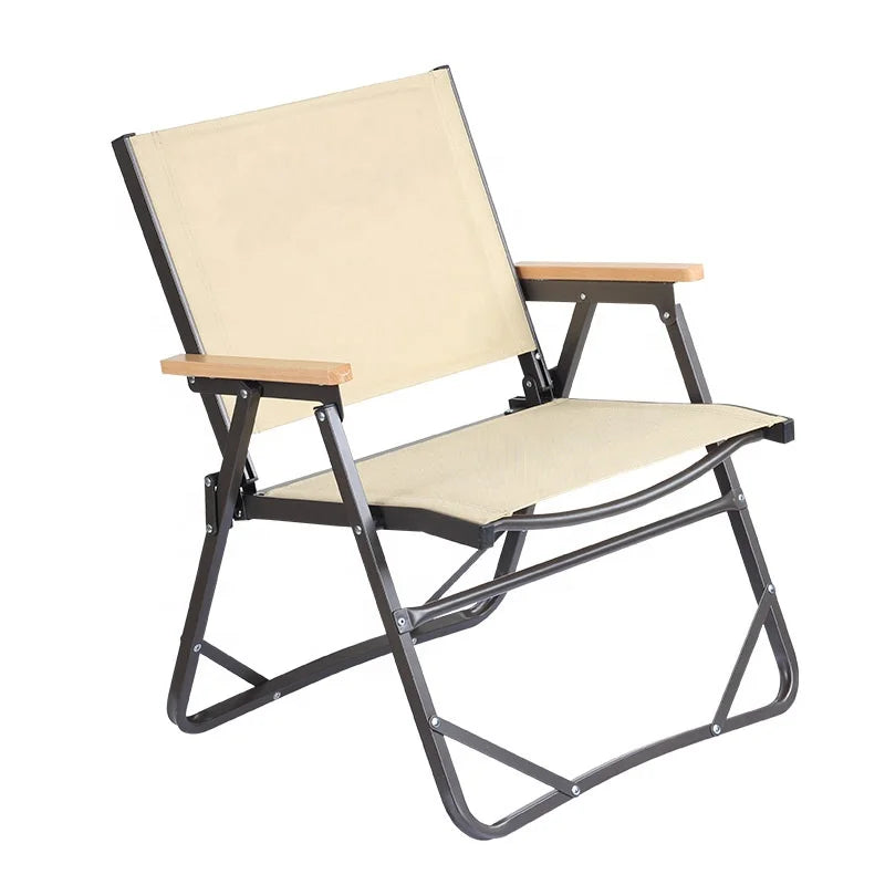 New Style Outdoor Aluminum Wood Grain Folding Chair Portable Camping Back Can Be Hung Folding Chair
