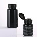 Custom 80ml 150ml 200ml PET Plastic Pill Bottle Black Capsule Supplement Container for Health Care Tablet Storage Use