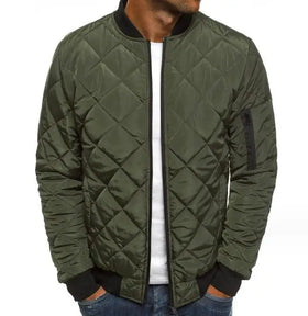 New Casual Stand Collar Diamond Jacket Thickened Men's Cotton Padding Bomber Jackets Mens Warm Coat
