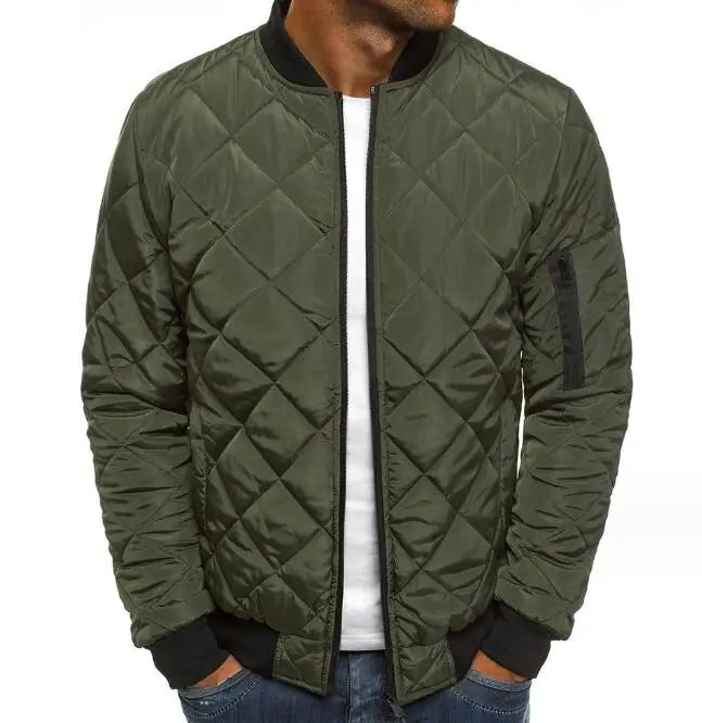 New Casual Stand Collar Diamond Jacket Thickened Men's Cotton Padding Bomber Jackets Mens Warm Coat