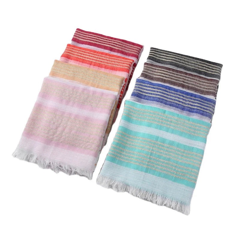 Wholesale of New Fashion Malay Headband Striped Jacquard Womens Long Scarves and Shawl