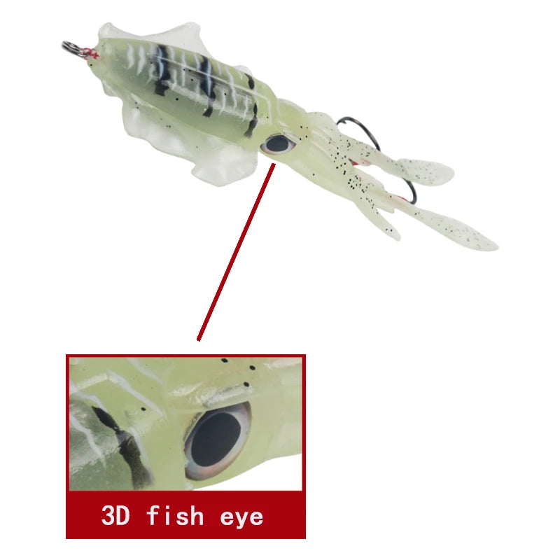 Super Squid PVC Fishing Lure 60g Glow Soft Luminous Octopus for River Lake Stream Fishing Printed Condition