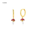 FUAMAY Women's 2021 Fashion Gold Plated Enamel Mushroom Drop Earrings Cute Wedding Party Jewelry