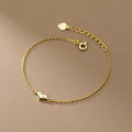 Genuine 925 Sterling Silver Glossy Heart Charm Gold Bracelet for Women Fine Jewelry