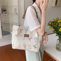 Casual Flower Printed Shoulder Bags for Women Versatile Large Capacity Ladies Tote Simple Commute Girls Travel Handbags