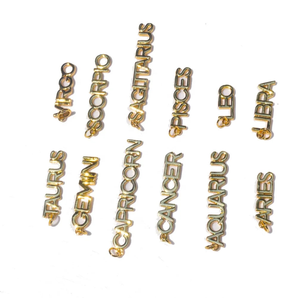 Wholesale Gold Color Horoscope English Font Initial Letters Zodiac Sign Pendant for Jewelry Accessories China Supplier