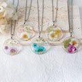 Personalized Real Flower Pendant Charms Necklace Dried Pressed Flower in Resin Handmade Cute Jewelry for Women Gifts