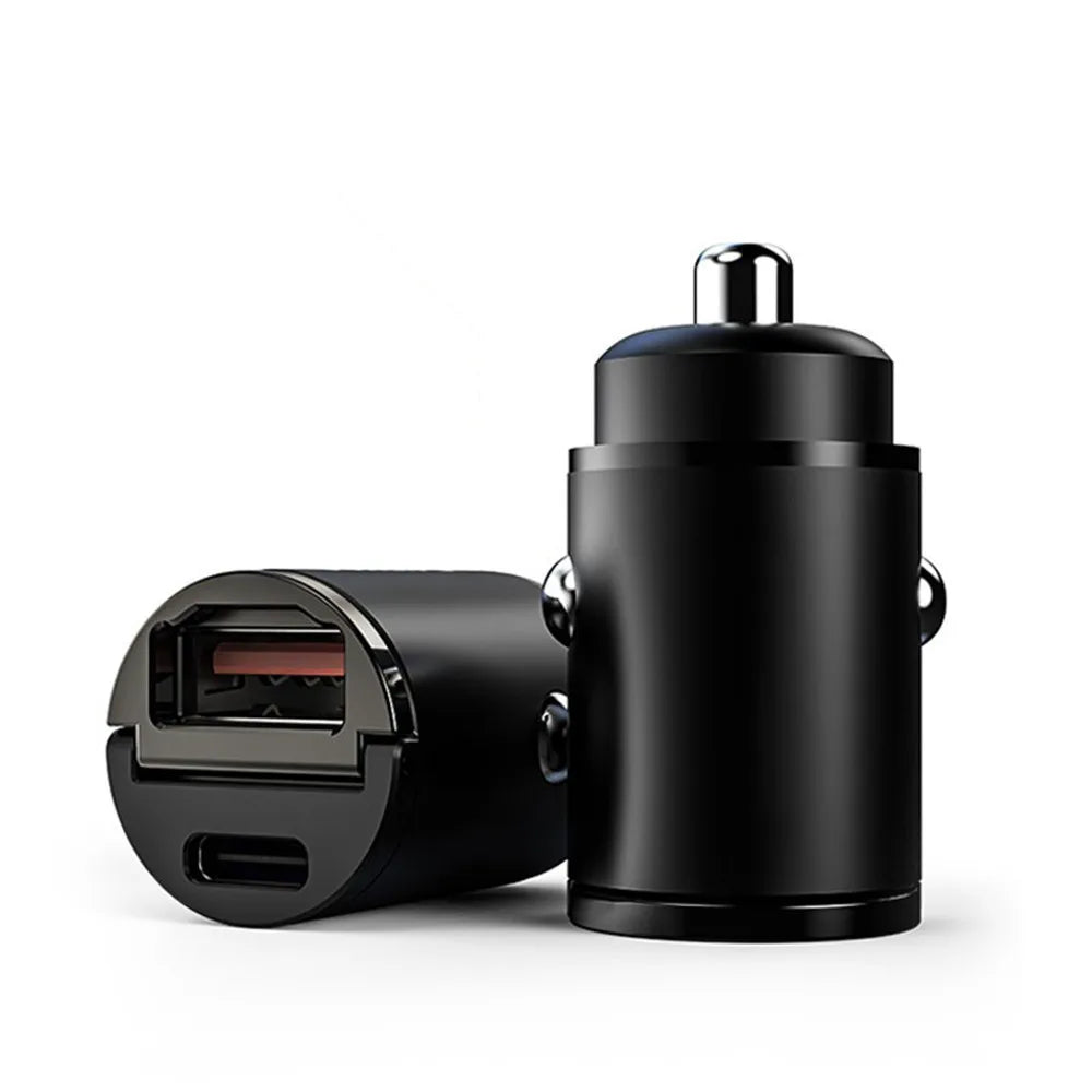 Aluminum Alloy Car Charger QC 3.0 30W 5A Type PD Fast Charging Car Phone Charger for iPhone 12 13 Pro Xiaomi Huawei Samsung