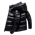 Custom Plus Size Luxury Designer Clothing Winter Zipper Jacket Coat Shinny Black Bubble Hood Waterproof Outdoor Puffer Casual