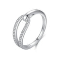 Luxury 925 Sterling Silver Simple Geometric Double-Button Finger Ring Cubic Zirconia Wedding Rings