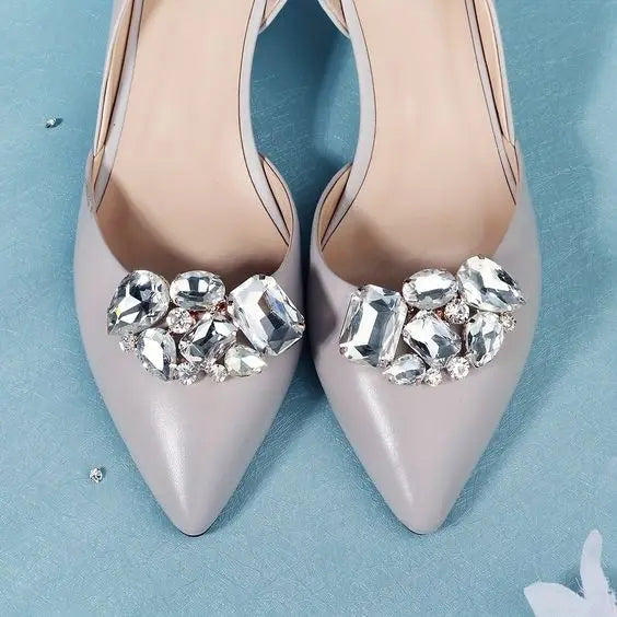Stunning Crystal Rhinestone Shoe Buckle Removable Floral Metal Shoe Clips for Ladies DIY Shoe Decoration Wedding Party