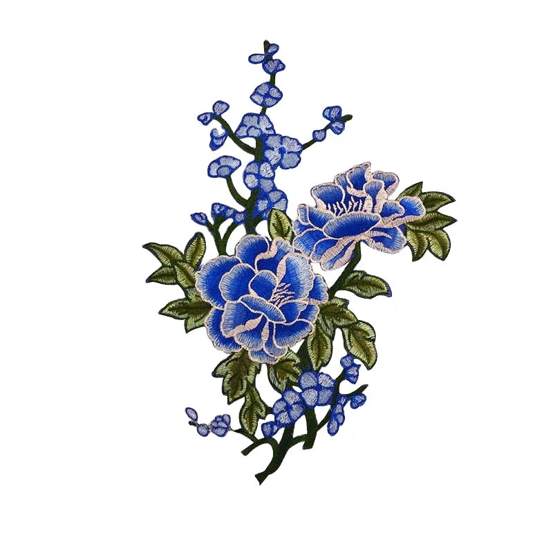 Diy Costume Deocrative Flower Motif Applique Bag Hanfu Cheongsam Dress Iron-on Sticker Peony Floral Embroidery Clothes Patch