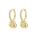 Daidan Earrings 14K Gold Plated Silver Hoop Earrings 925 Sterling Ball Zirconia Dangle Hoop Earrings