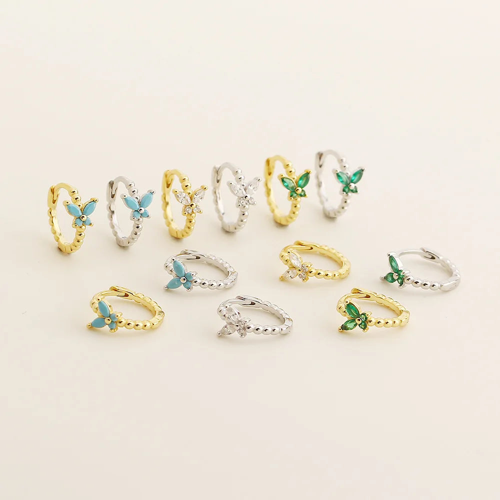 BASQUESUN Factory Wholesale New Retro S925 Silver Inlaid Zircon butterfly High-end and Niche Temperament Ins Style Earrings