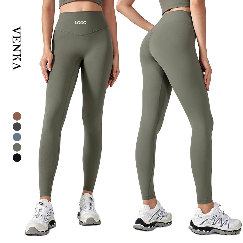 Hot Sale Custom High Waist Women's Pilates Yoga Leggings Plus Size Nylon Spandex-Solid Seamless with Elastic Waist Closure