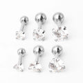 Wholesale Custom Claw Setting Tragus Helix Cartilage Piercing Earring Stainless Steel Cubic Zirconia Stud Earring