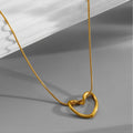 18K Gold Plated Stainless Steel Heart Necklace for Women Simple Hollow Heart Fashion Accessory for Gifts